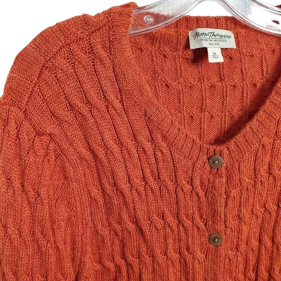 Norm Thompson Womens Size XL Cardigan Cable Knit Button Sweater Cozy Soft Orange - Picture 7 of 10